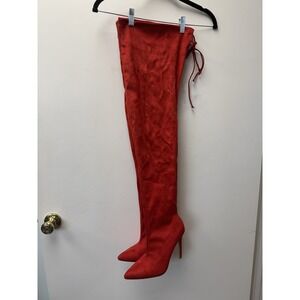 Red Suede Thigh High Boots